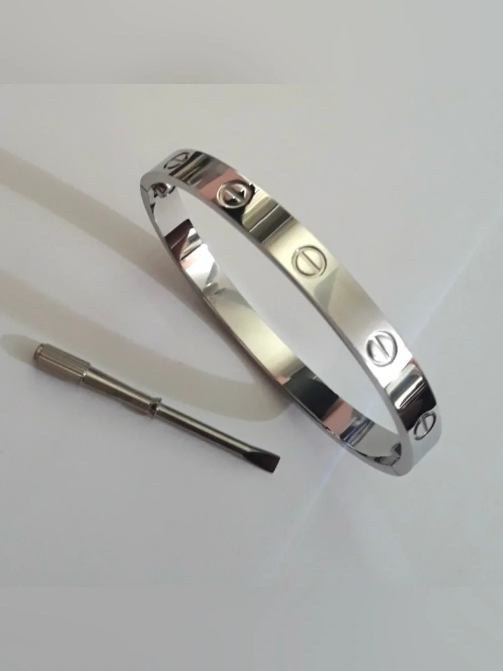 Generic Silver Screw Cuff Bangle Bracelet with Screwdriver